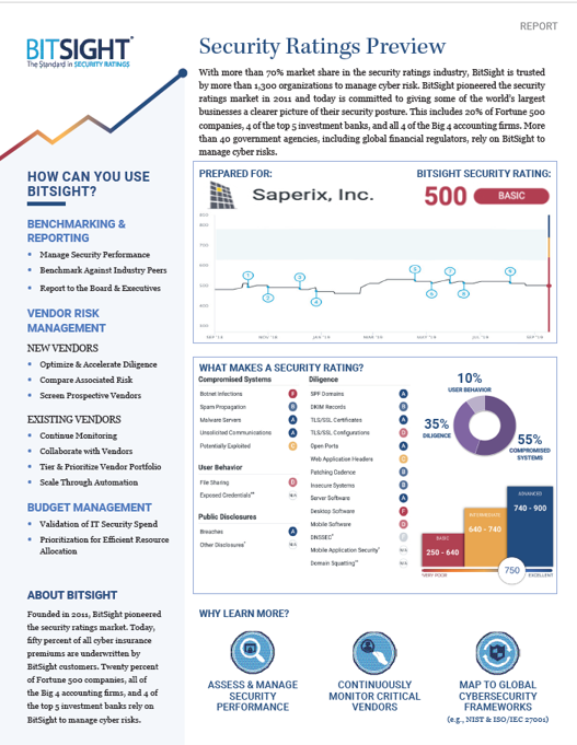 BitSight Security Ratings Snapshot Report Sample